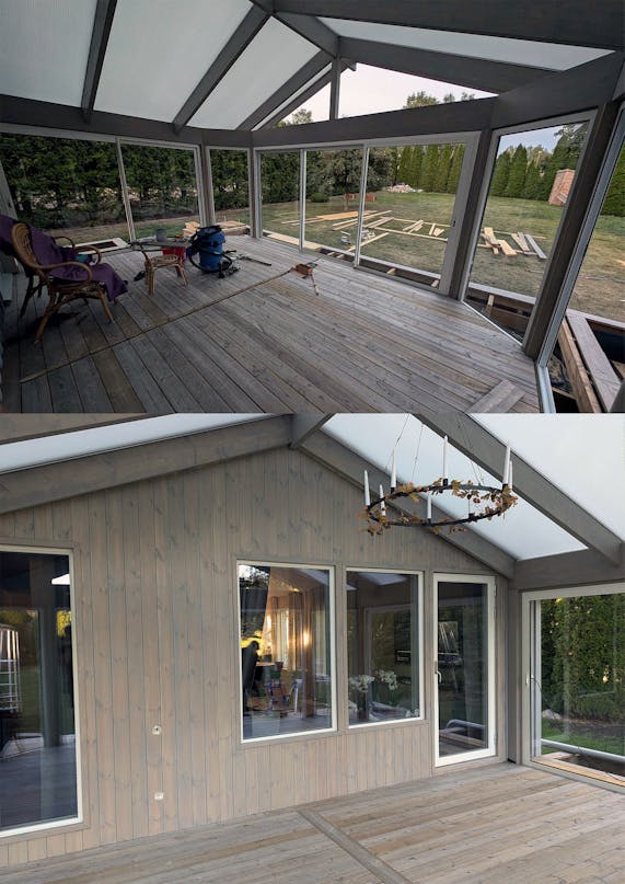 Vinterisoleret udestue af genbrug Vinterisoleret udestue af genbrug